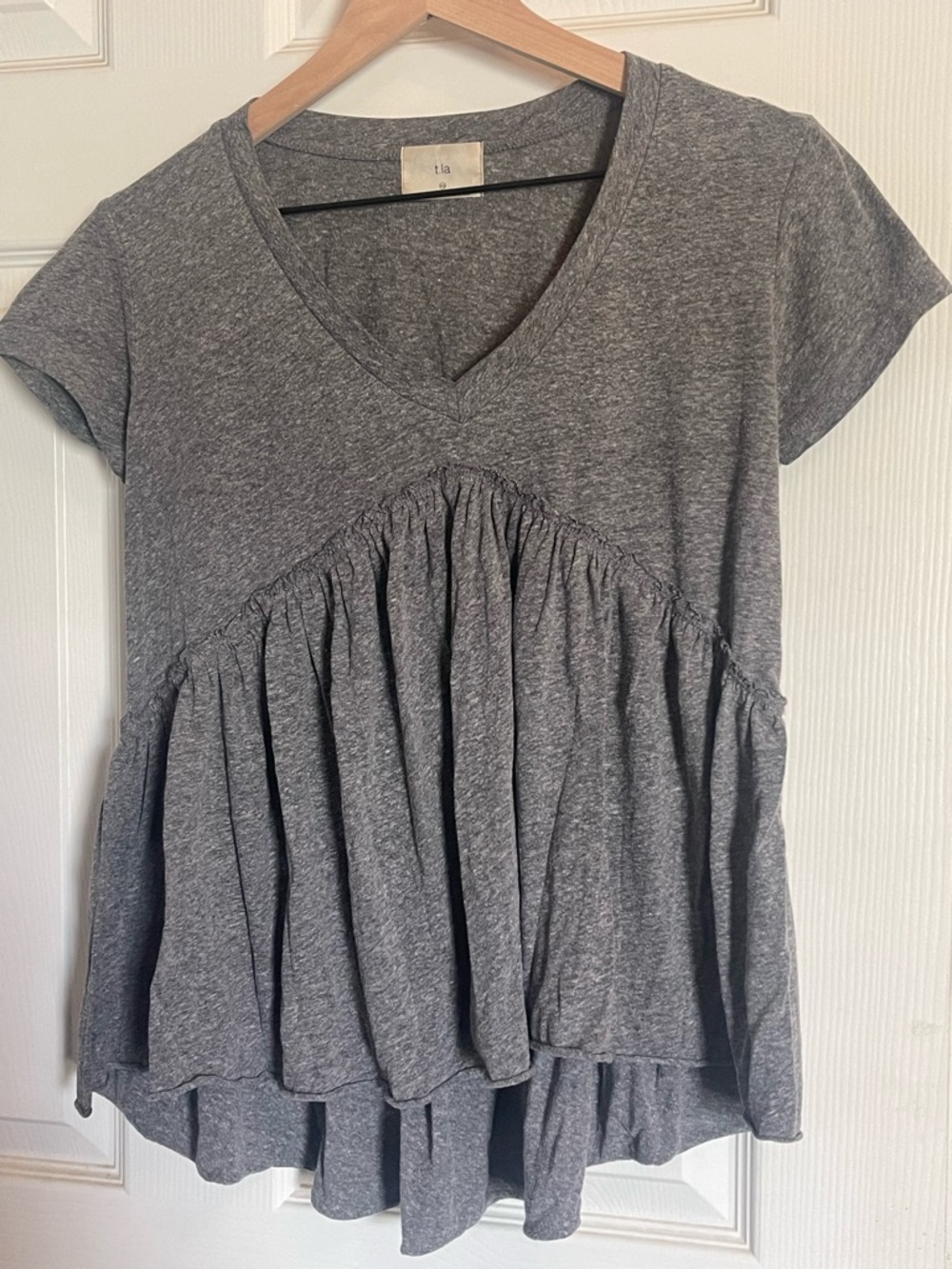 Anthropologie “T.La” Babydoll V-Neck Tee